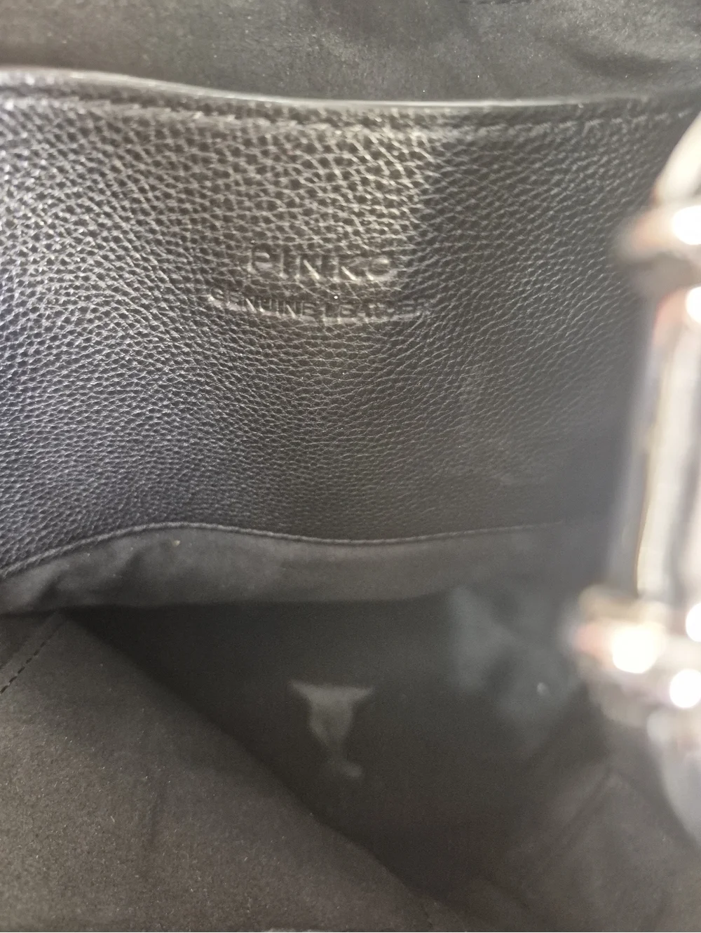 Pinko Black Leather Bucket Hobo Bag Purse Tote Chain Strap